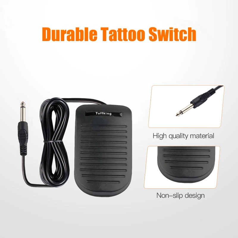 Tuffking Black Tattoo Foot Switch Professional Tattoo Foot Pedal with Power Cord Tattoo Machine Accessory